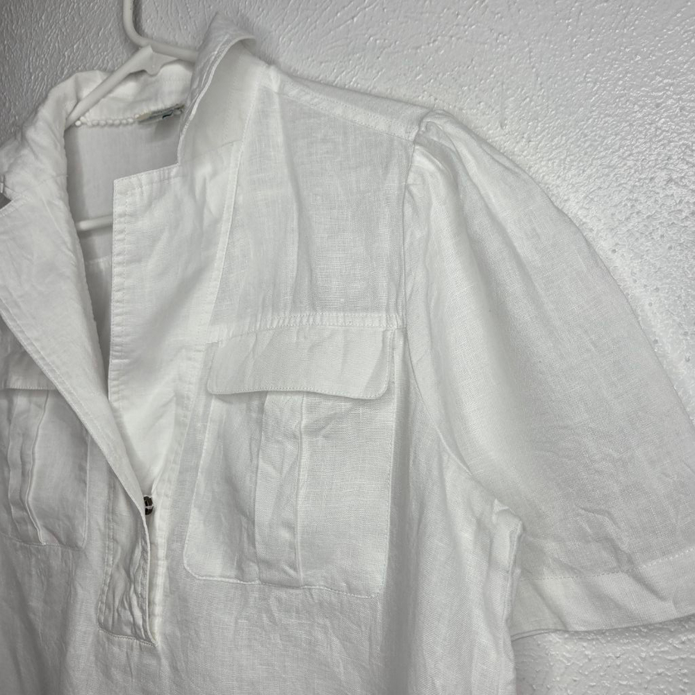 Sundance White V-Neck Short Sleeve Blouse - Picture 3 of 12